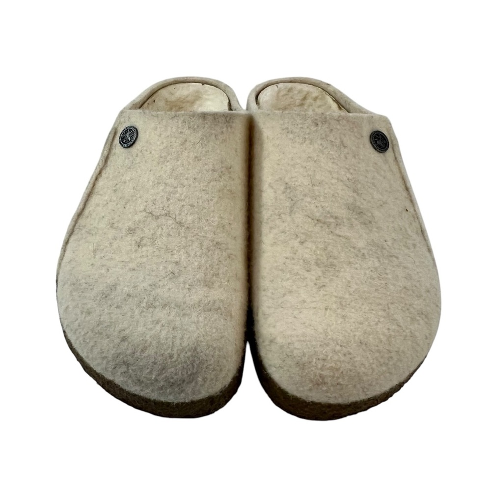 Birkenstock Women's Cream Felt Slip-On Clog Mules - Picture 2 of 5